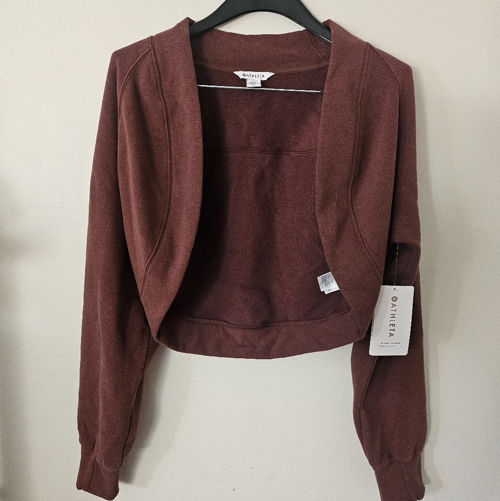 NWT ATHLETA Retroplush Wrap - Cardigan Cropped Womens Sz L